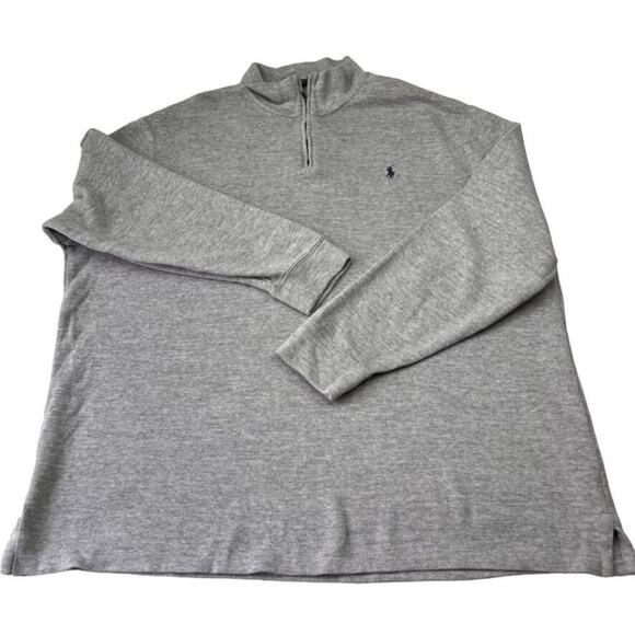 Polo Ralph Lauren Sweater Mens XXL Gray Cowl Neck Long Sleeve Pullover 1/4 Zip - Picture 2 of 11